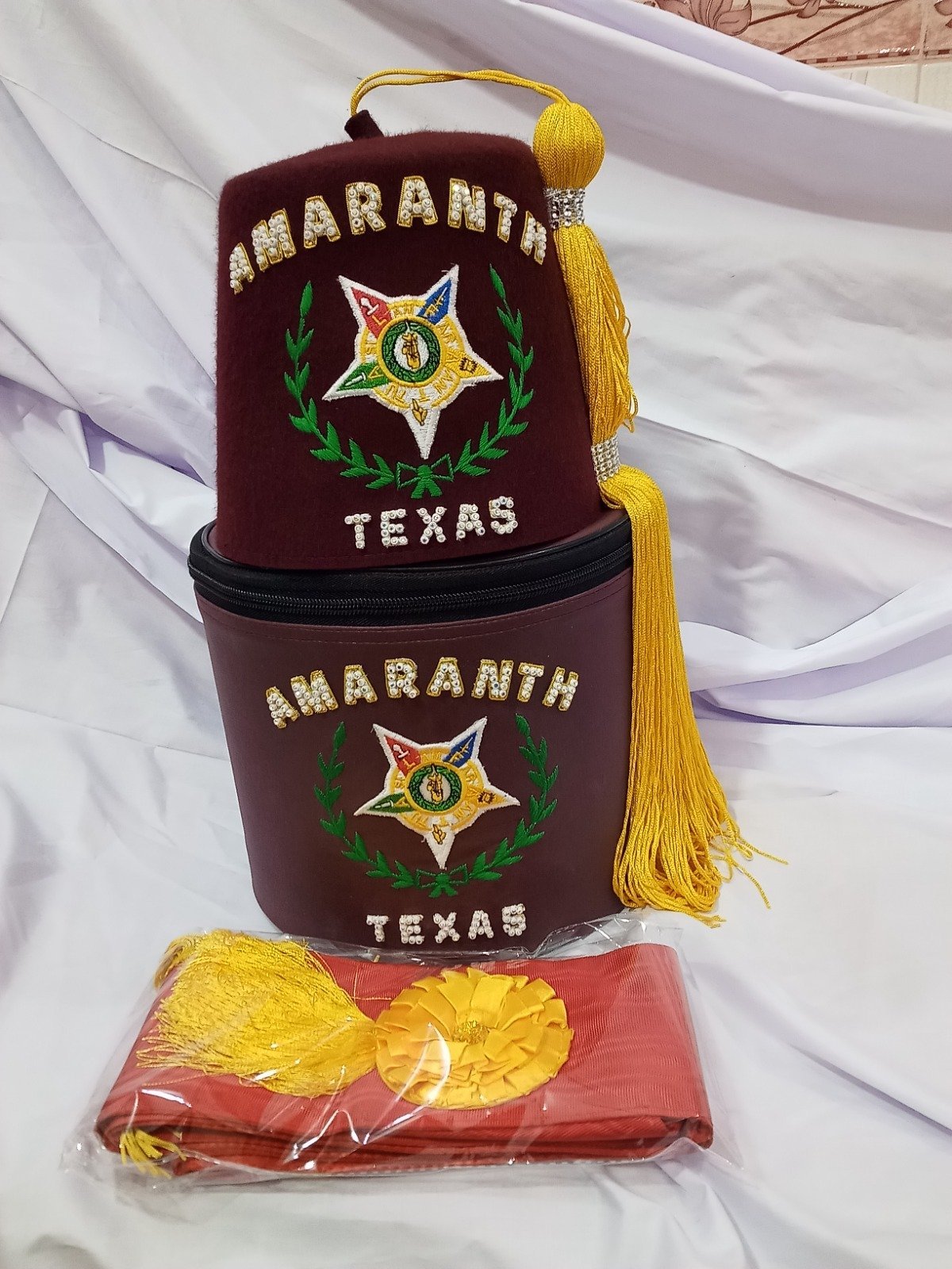 Amaranth Regalia Fez With Box & Sashe