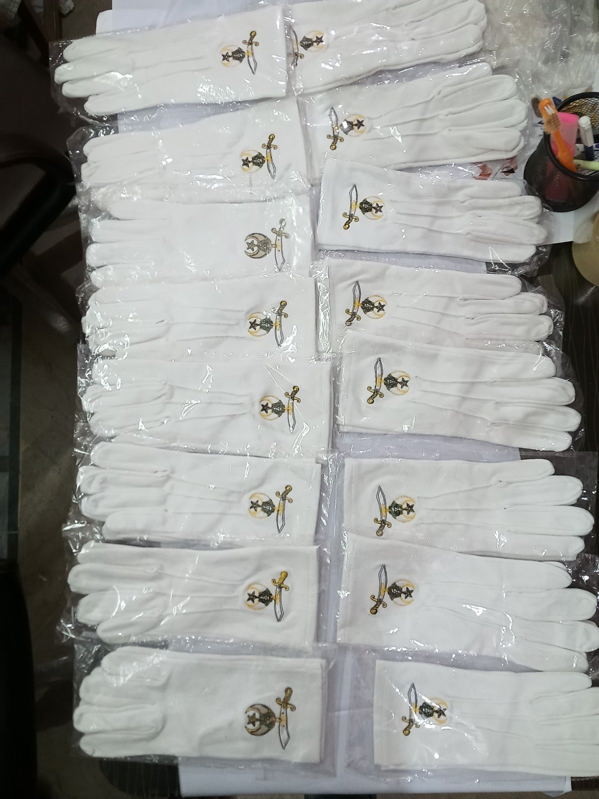 Shriner Embroidered Cotton Gloves
