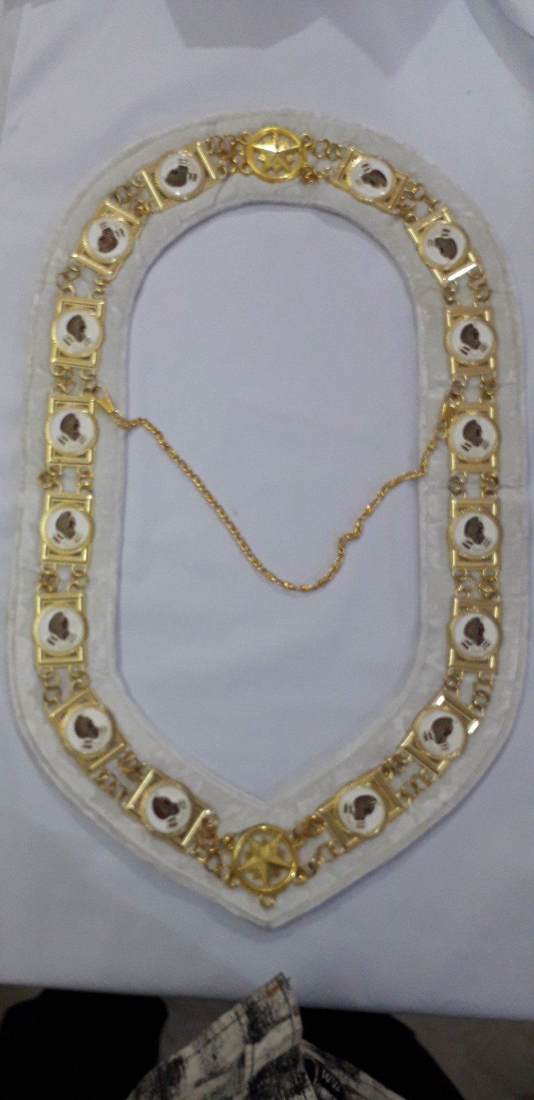White & Gold Color Masonic Chain Collar