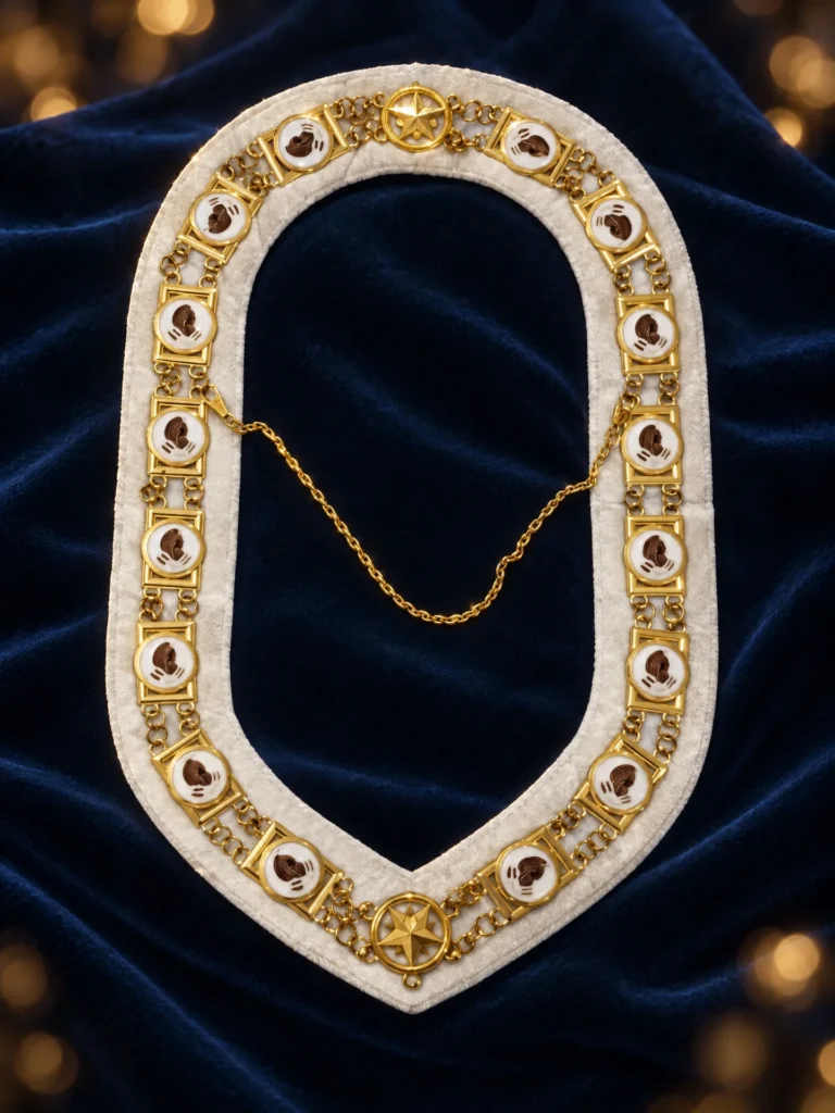 White and gold Masonic chain collar