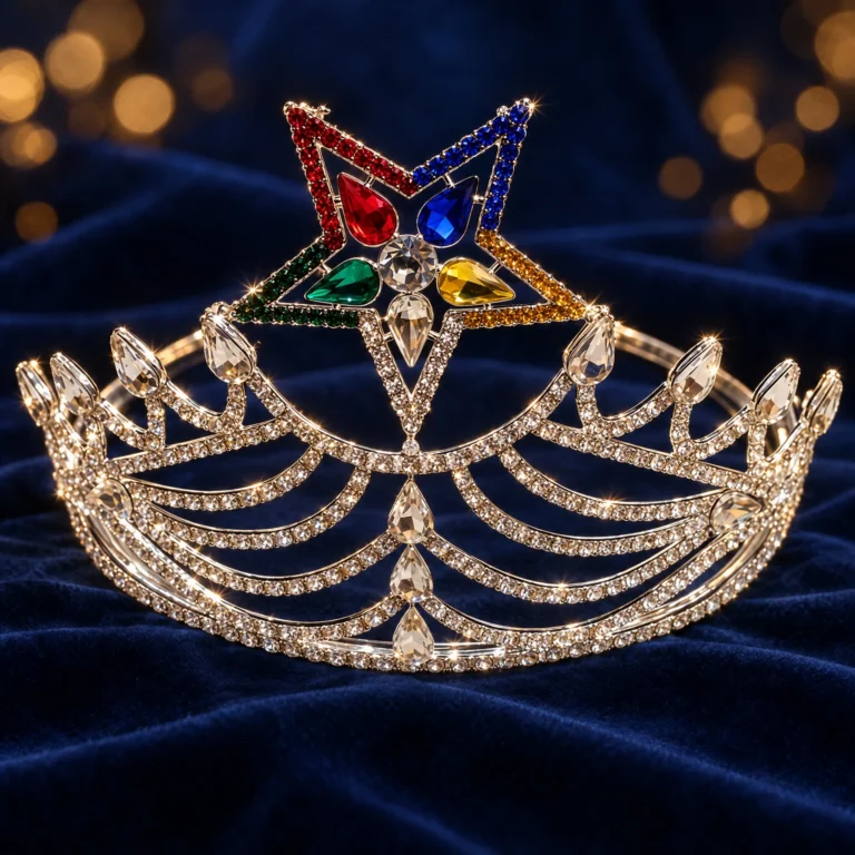 Rhinestone OES crown with a five-colour Eastern Star
